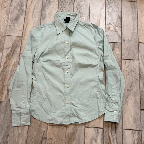 GAP women's medium STRETCH green button-down shirt - Picture 1 of 4